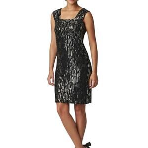 Exclusively Misook Black Silver Sequin Cocktail Shift Dress